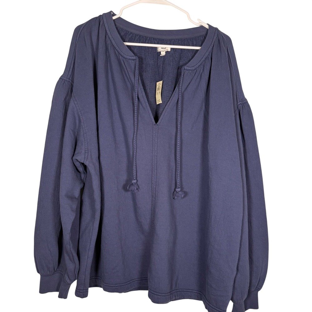 Aerie Always and Forever Real Blue Oversized Full Sleeve Sweatshirt M NWT Cozy